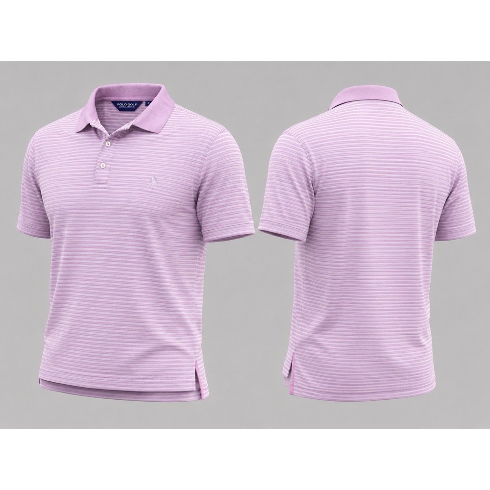 Polo Ralph Lauren Men's Pink White Stripe‎ Cotton Polo Shirt Sz M